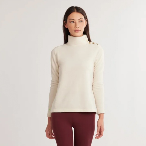 NWT Dudley Stephens Cream Meadow Greenpoint Turtleneck in Vello Fleece, Medium - Picture 5 of 11